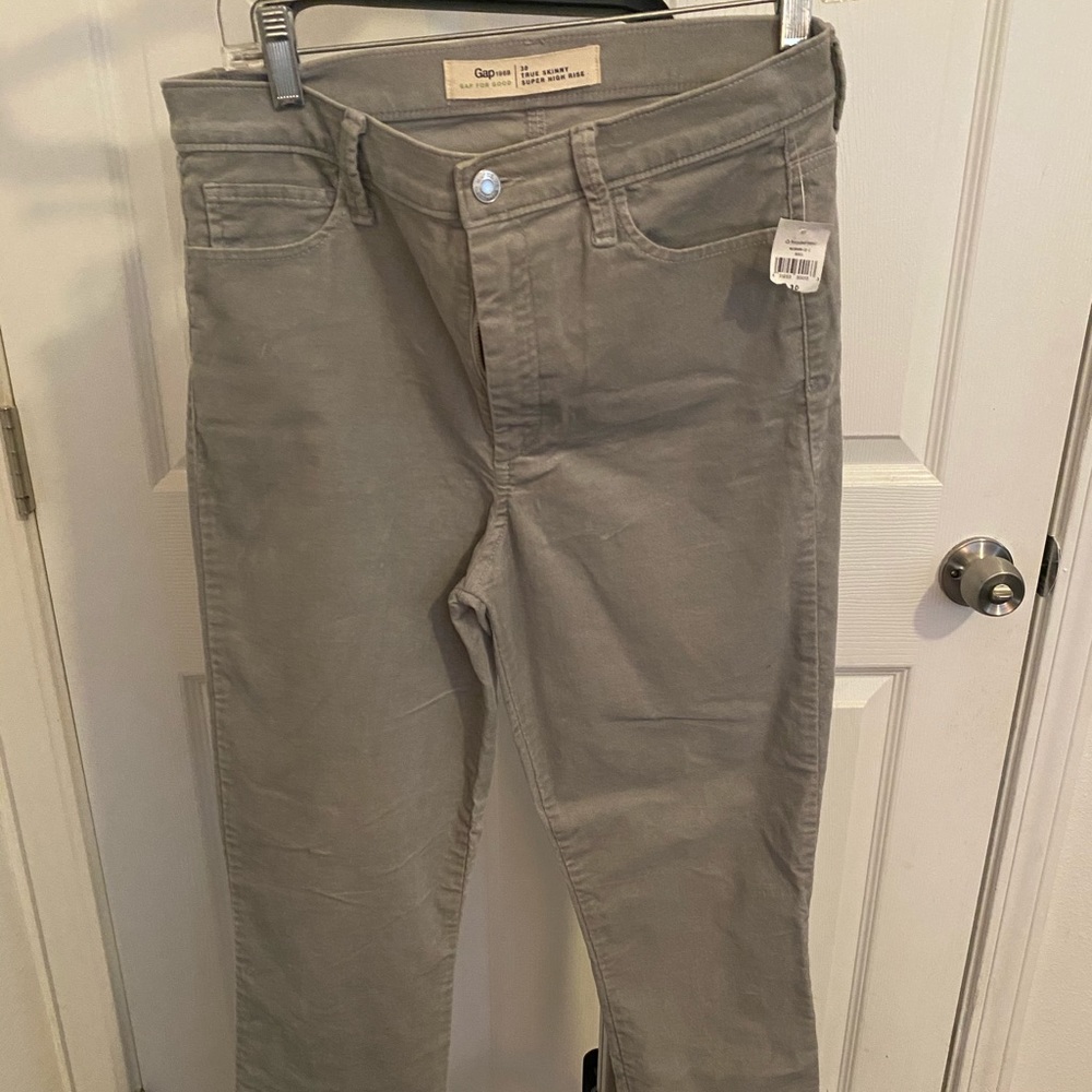 Gap Gray Velvet True Skinny Super High Rise pants